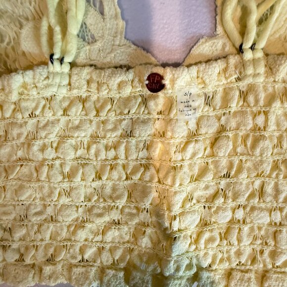 free people adella bralette boho strappy lace crop top yellow - Picture 8 of 10